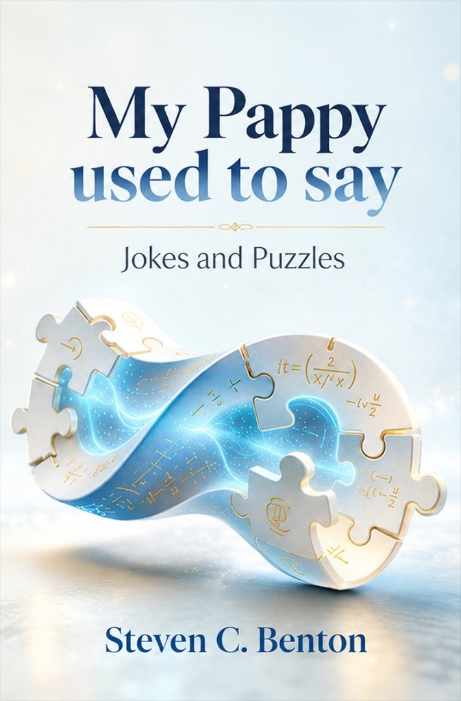 Front cover: a glowing Möbius of puzzle pieces etched with equations